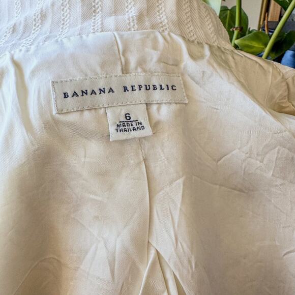 Vintage Banana Republic Cream Striped Tweed Knit Blazer Shoulder Pads, Women's 6 - Picture 6 of 11